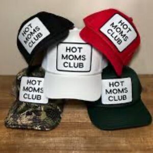 🤍Otto white "Hot Moms Club" embroidered trucker hat